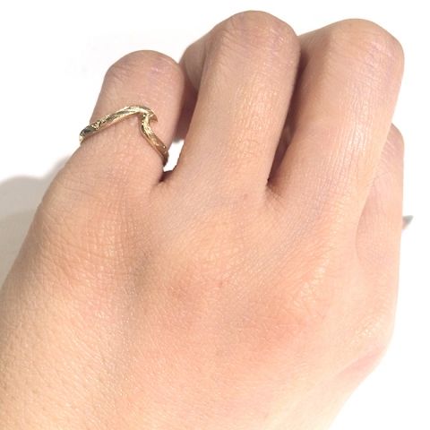Joyería hawaiana / K10YG / Anillo de ola / Ola pequeña 0040