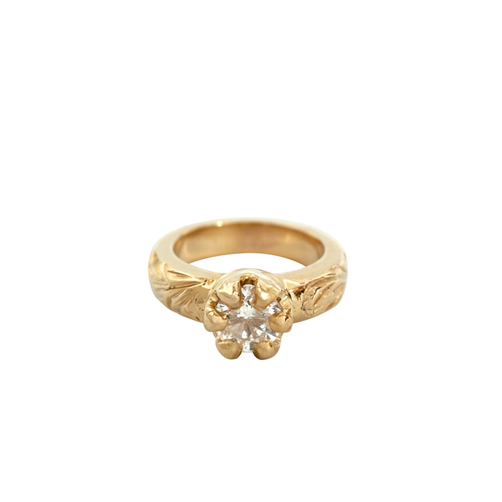 Joyería hawaiana / Oro amarillo de 10 quilates / Anillo de bebé con piedra de nacimiento