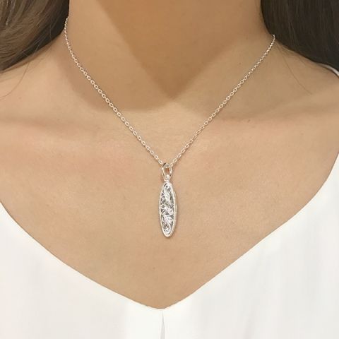 Joyería hawaiana / Plata 925 / Colgante de tabla de surf (pequeño)