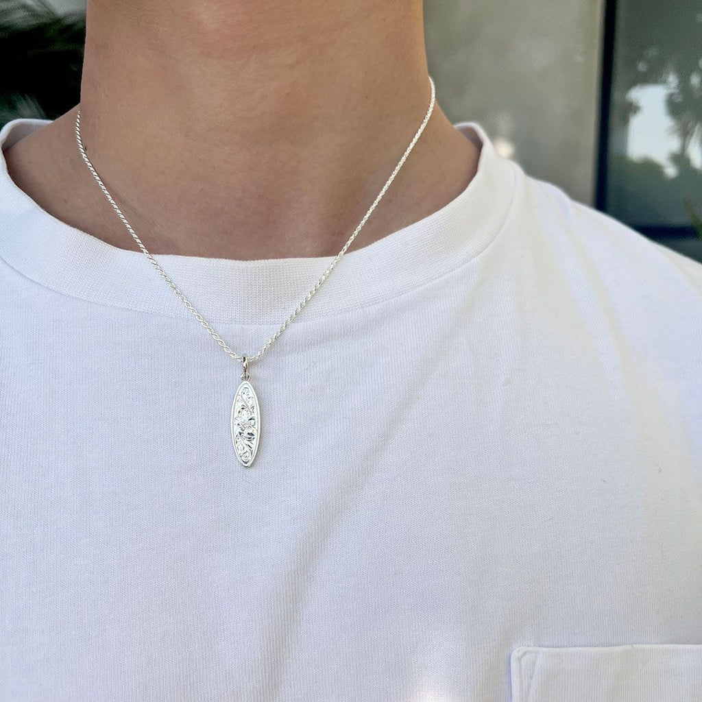 Joyería hawaiana / Plata 925 / Colgante de tabla de surf (pequeño)