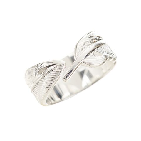 Joyería hawaiana / Plata 925 / Anillo de pluma / 0368