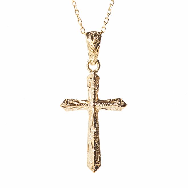 Joyería hawaiana / K14YG / Colgante de cruz angular