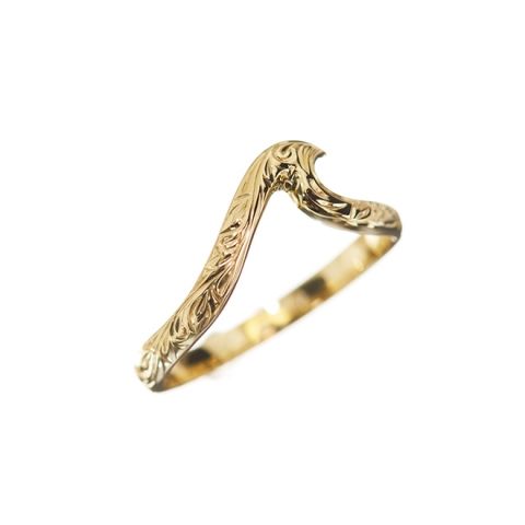 Joyería hawaiana / K10YG / Anillo de ola / Ola pequeña 0040