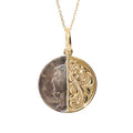 Joyería hawaiana / K14YG / Colgante de media moneda de mercurio