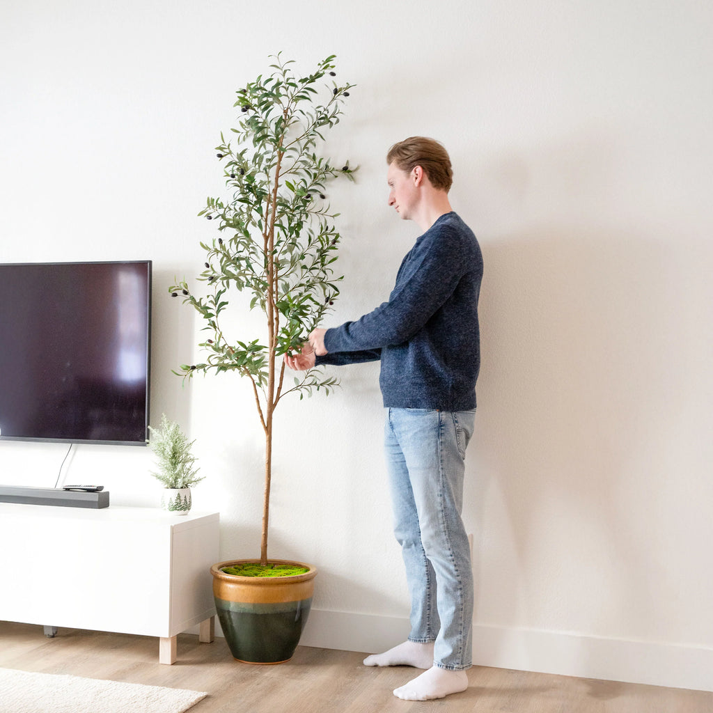 2025 Árbol de olivo artificial en maceta con hojas de seda de Sunnydaze