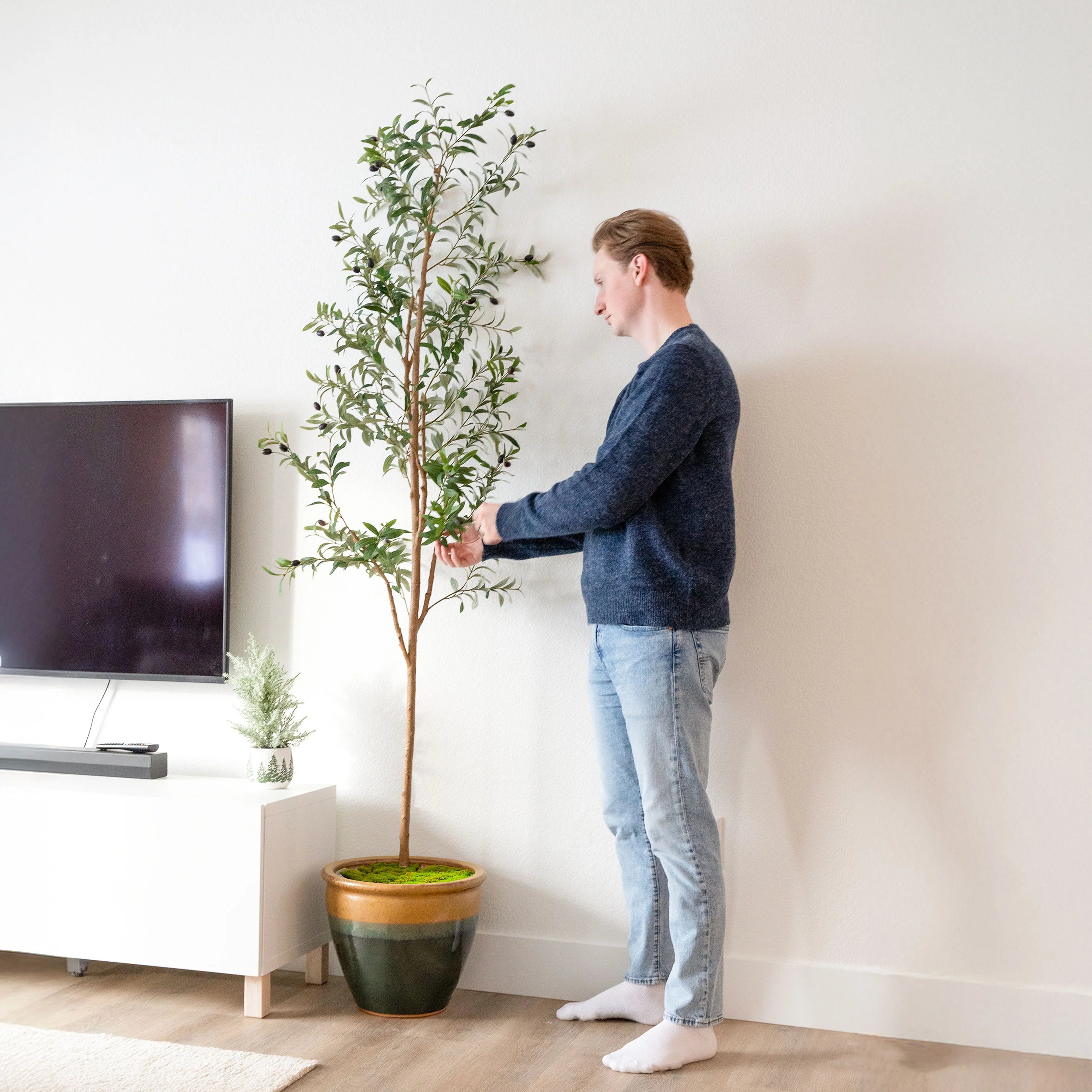 2025 Árbol de olivo artificial en maceta con hojas de seda de Sunnydaze