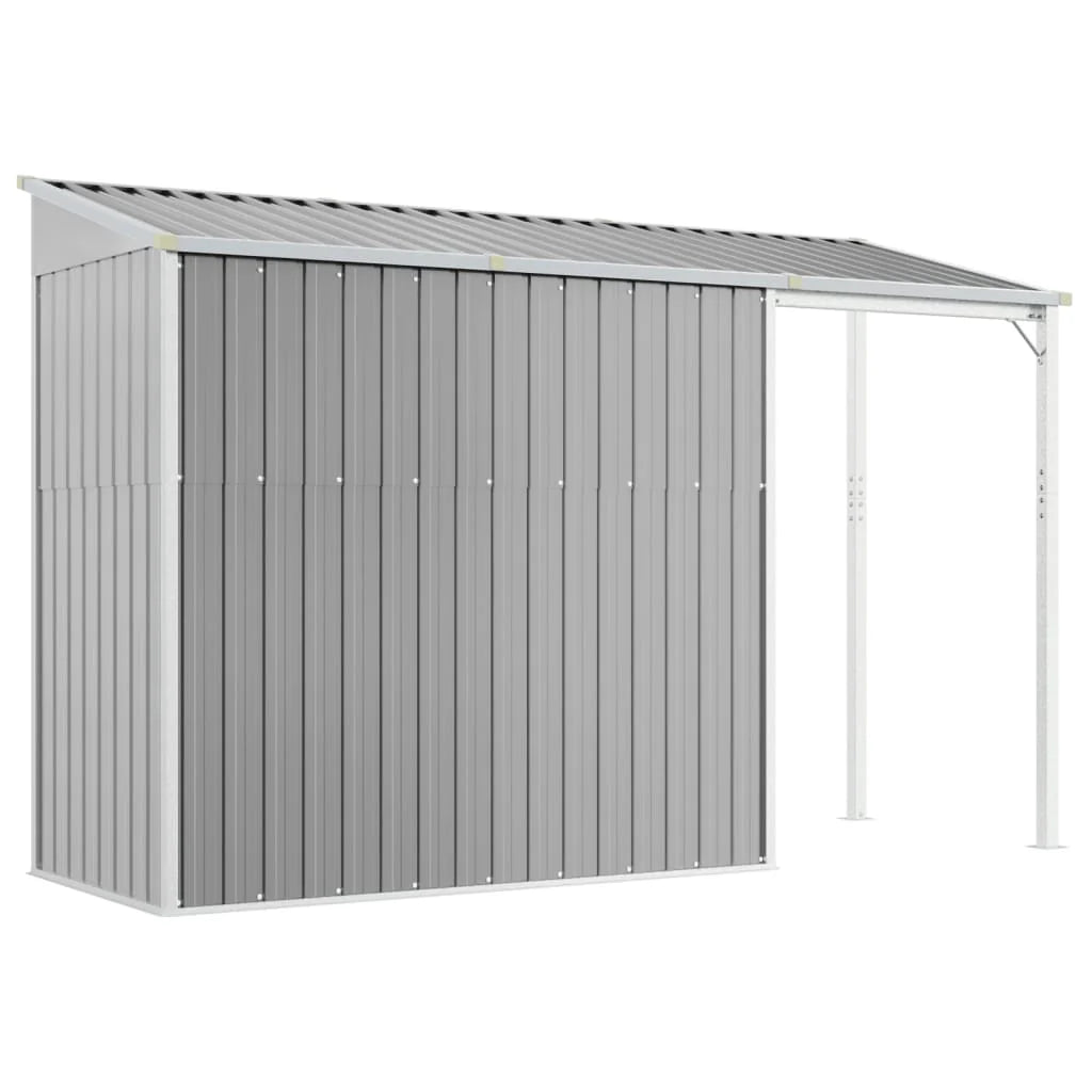 2025 Cobertizo jardín tejado alargado acero gris 277x110,5x181 cm v8848