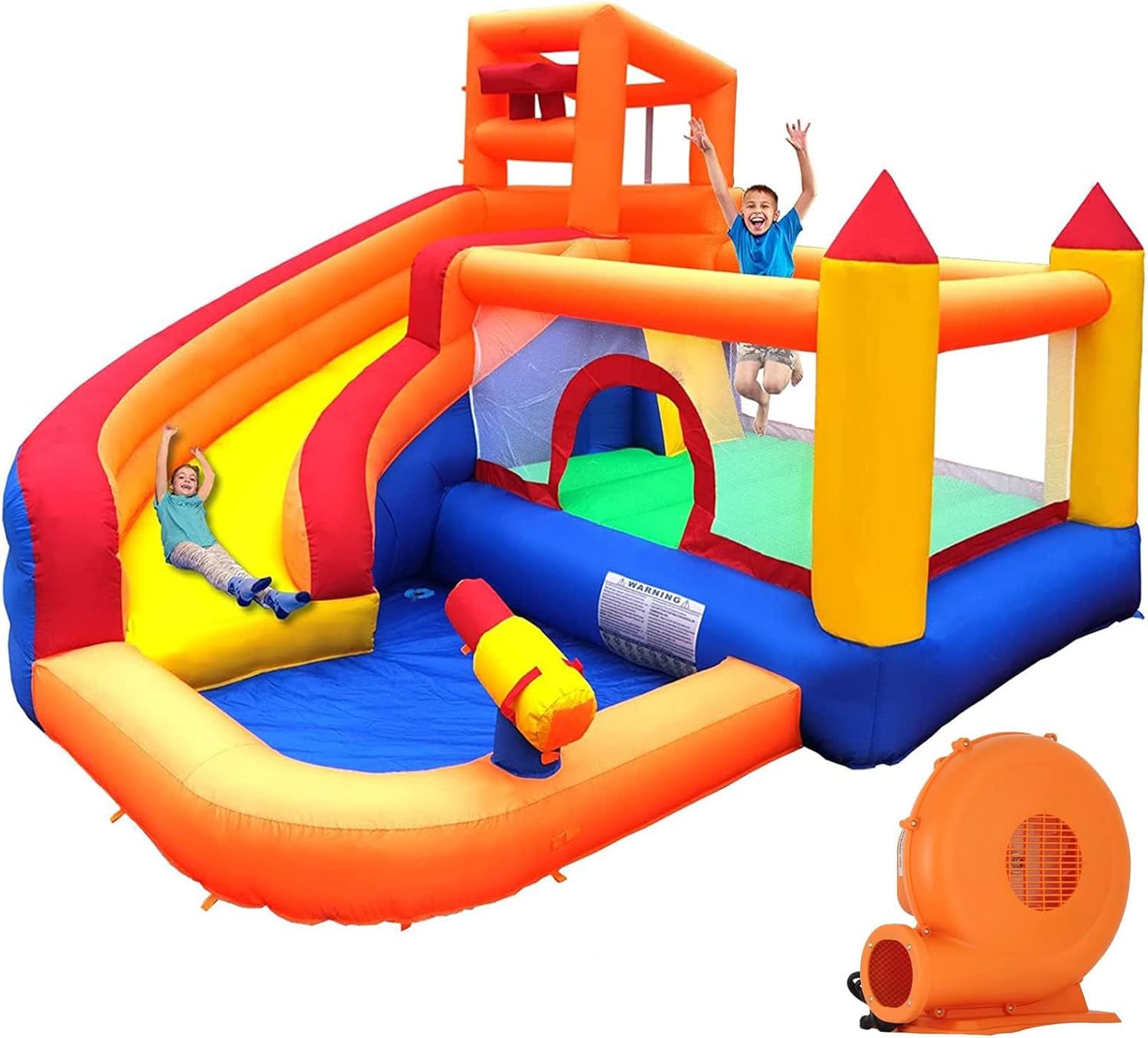 Ballsea Castillo Hinchable con Ventilador, Adecuado para niños de 3 a 10 años, para Interiores, cumpleaños Infantiles (488 x 223 x 220 cm)
