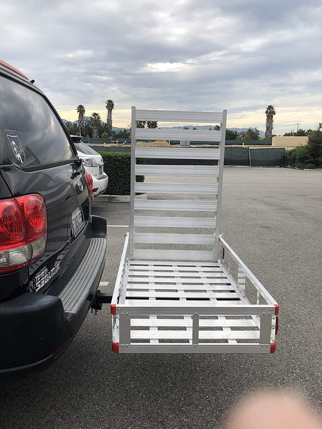 80779 Portaequipajes de aluminio para enganche de remolque con rampa de 119 cm, 1 pieza