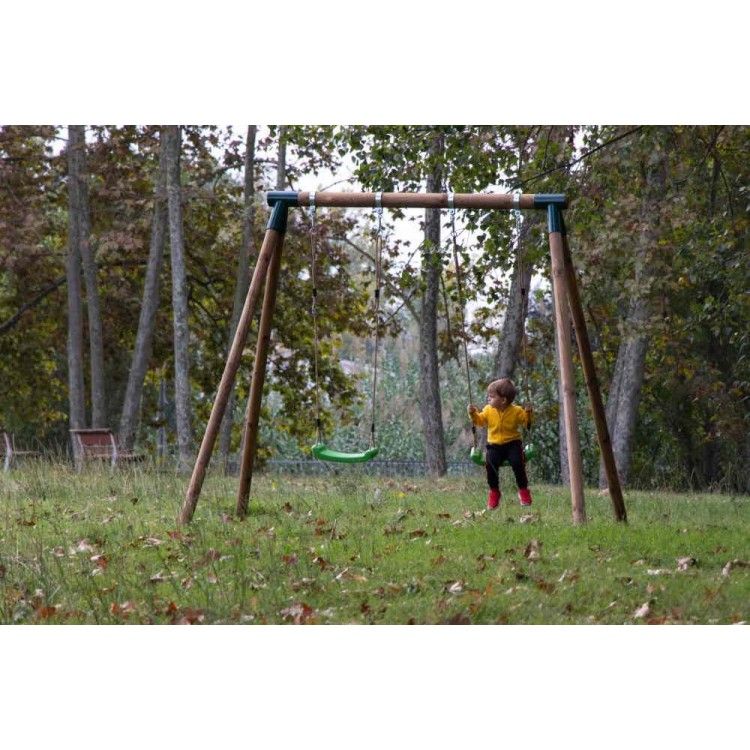 Columpio Doble De Madera Redonda Masgames Kibo Xl