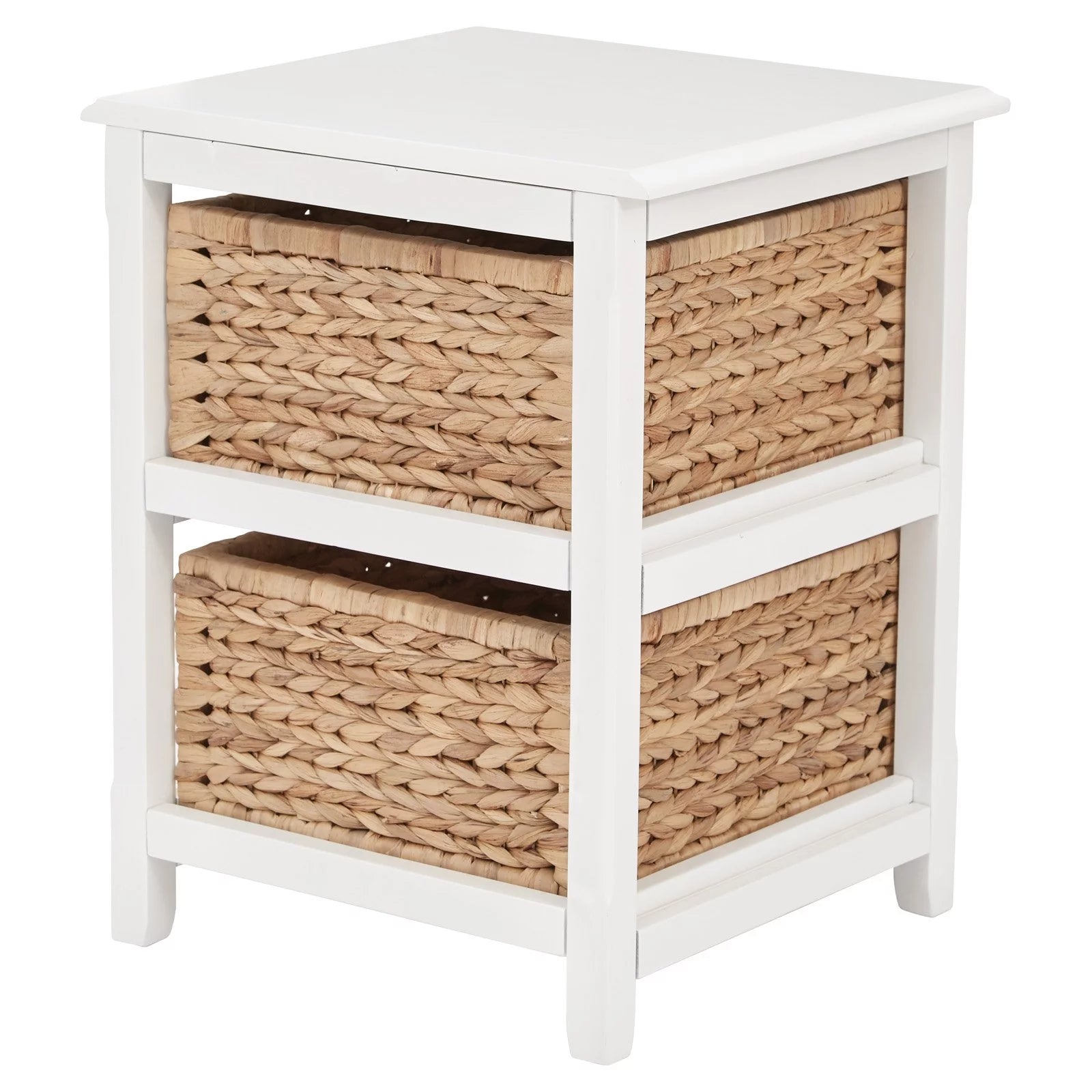 2025 Seabrook Mueble de almacenamiento de dos niveles en madera compuesta blanca con cestas naturales
