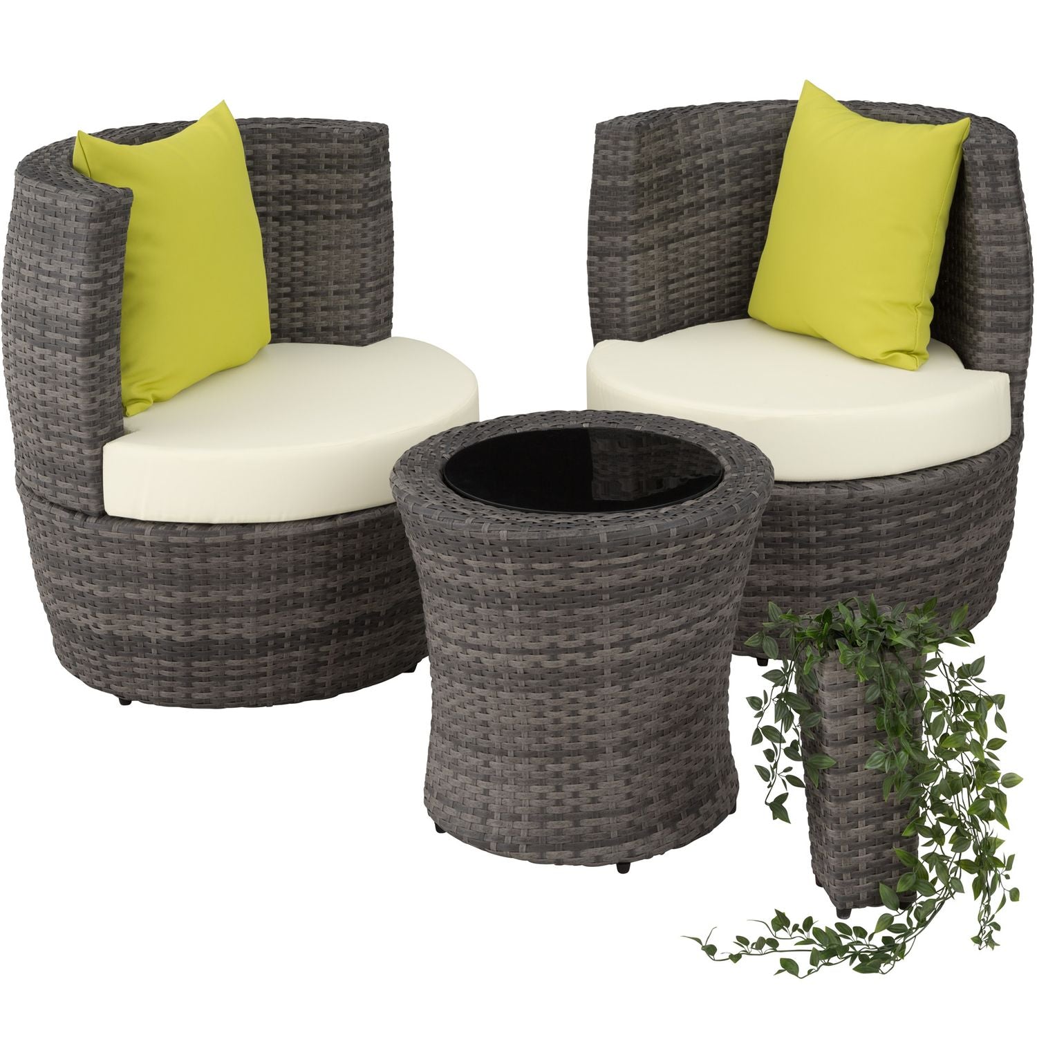 Conjunto De Ratán Y Aluminio Nizza - Gris