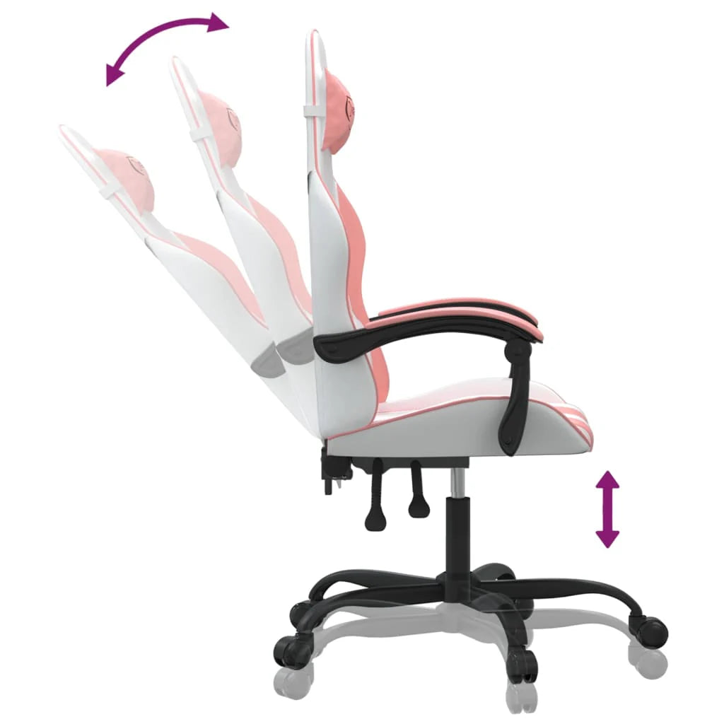 2025 Silla gaming cuero sintético blanco y rosa V1080