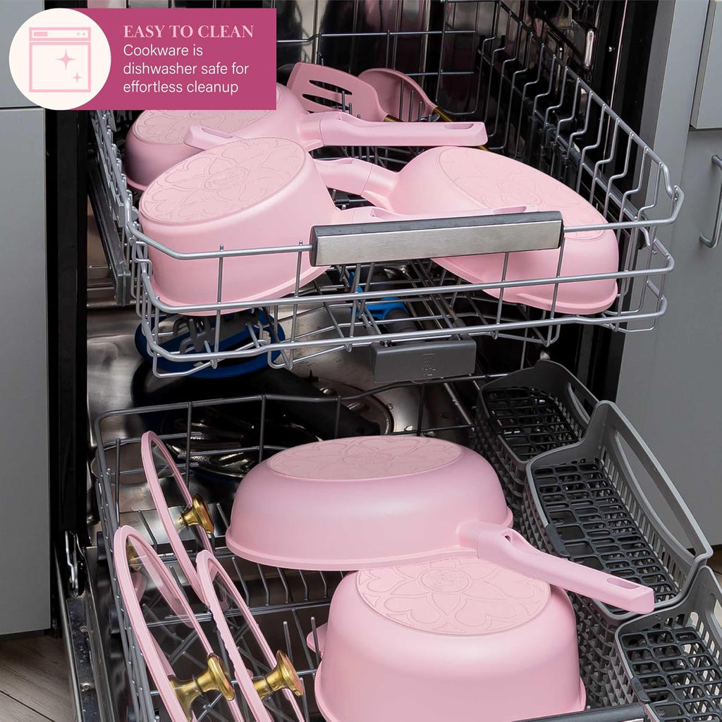 Paris Hilton Cast Aluminum Cookware Set, Pink