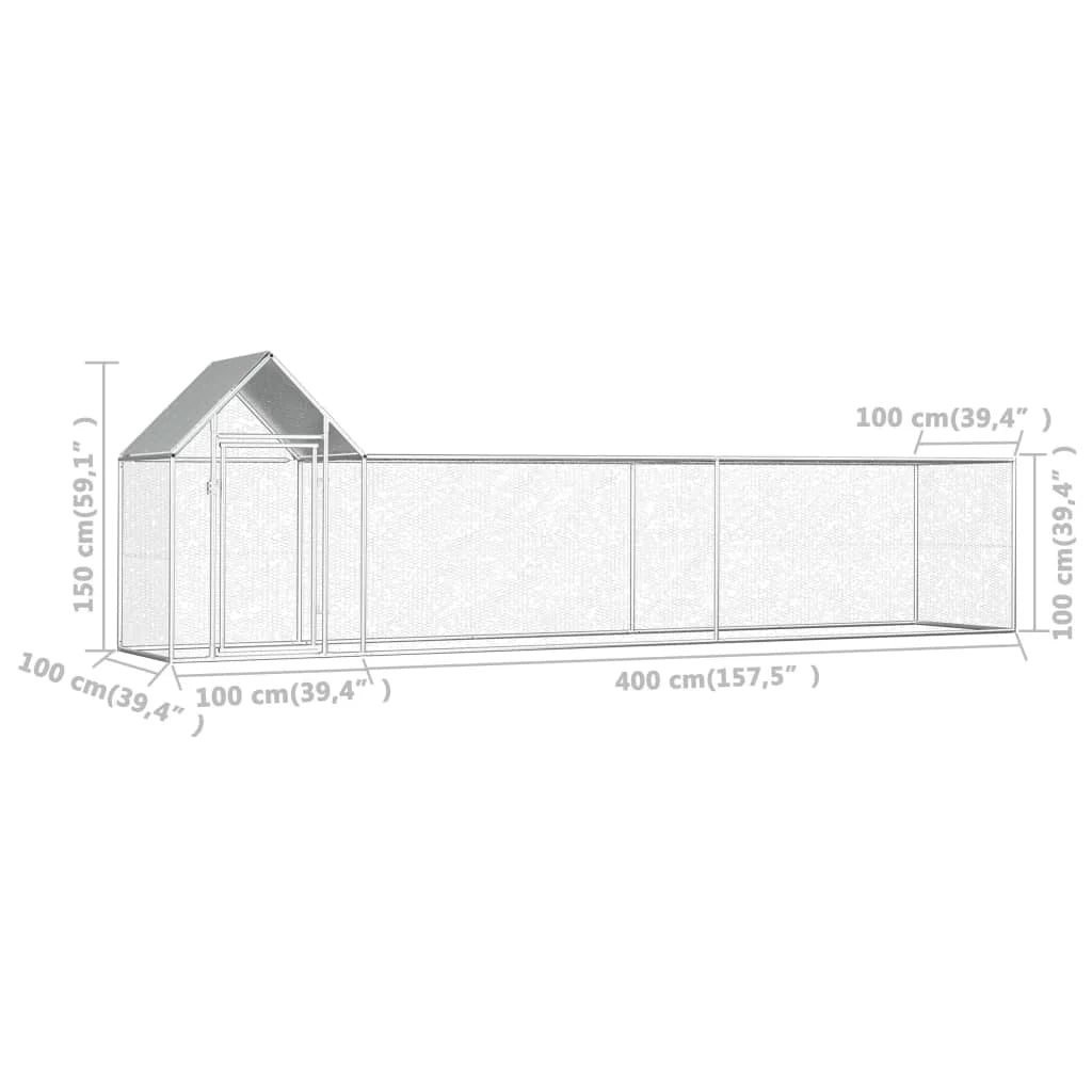 2025 Jaula para gallinas de acero 5 x 1 x 1,5 m – Recinto exterior seguro para aves de corral y pequeños animales