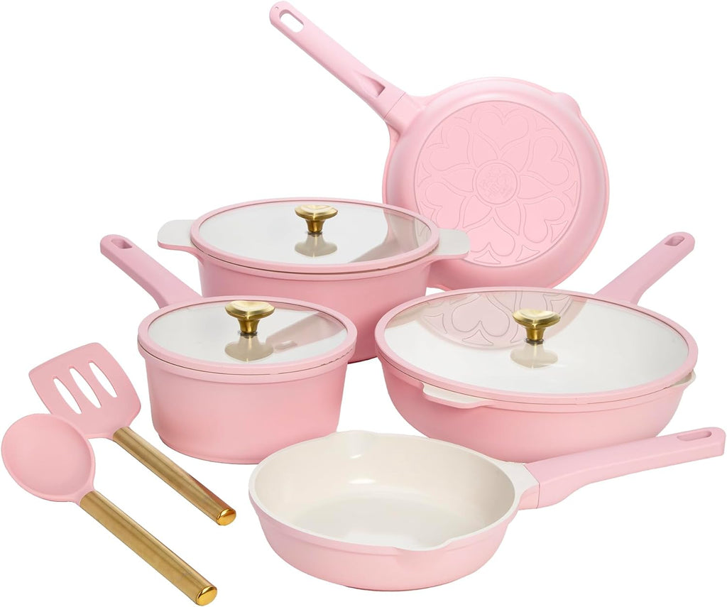 Paris Hilton Cast Aluminum Cookware Set, Pink