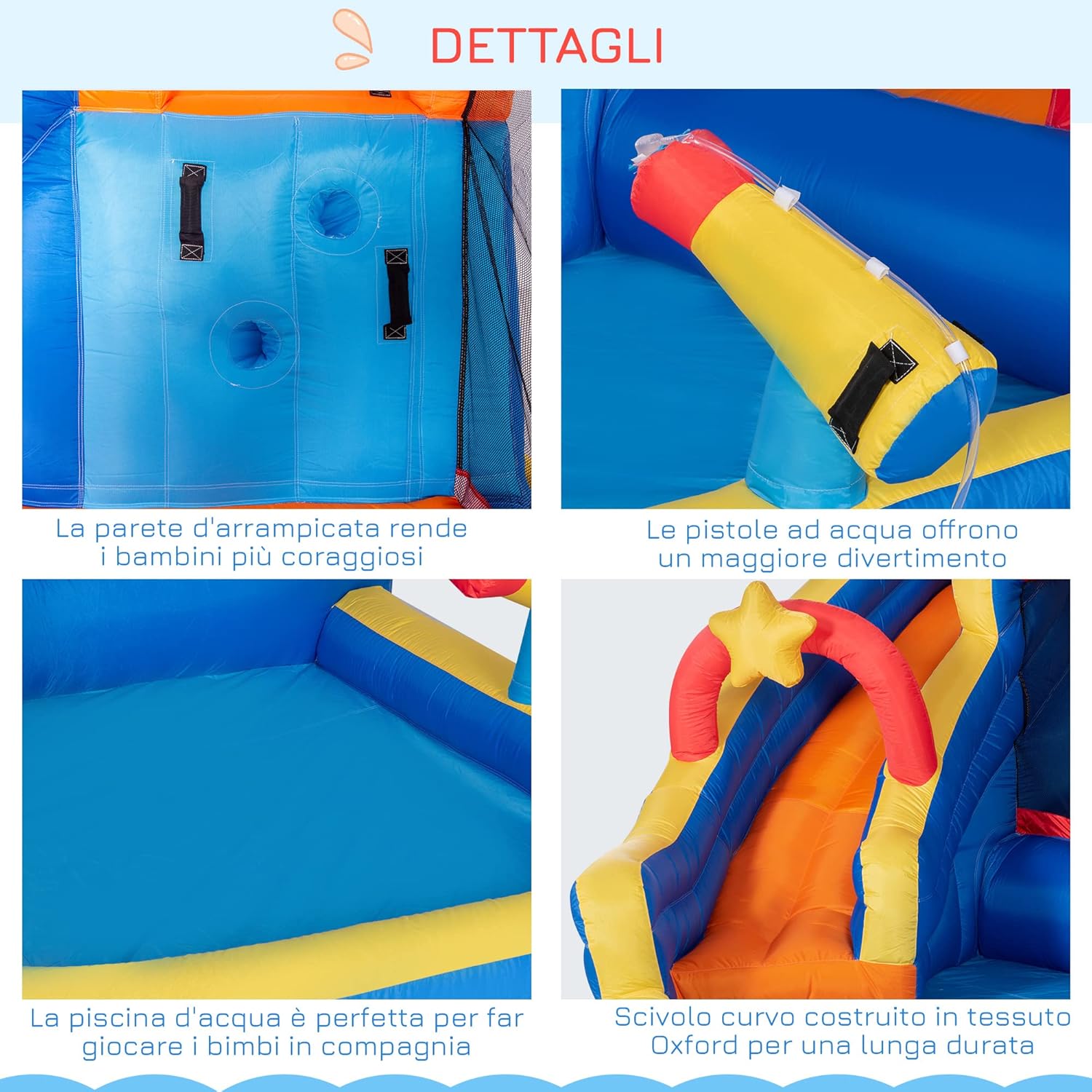 Outsunny Inflatable Game for Kids 3-8 Years Old Space Theme Oxford Fabric with Carry Bag, 11 Stakes and Patches Included, 340 x 270 x 227 cm
