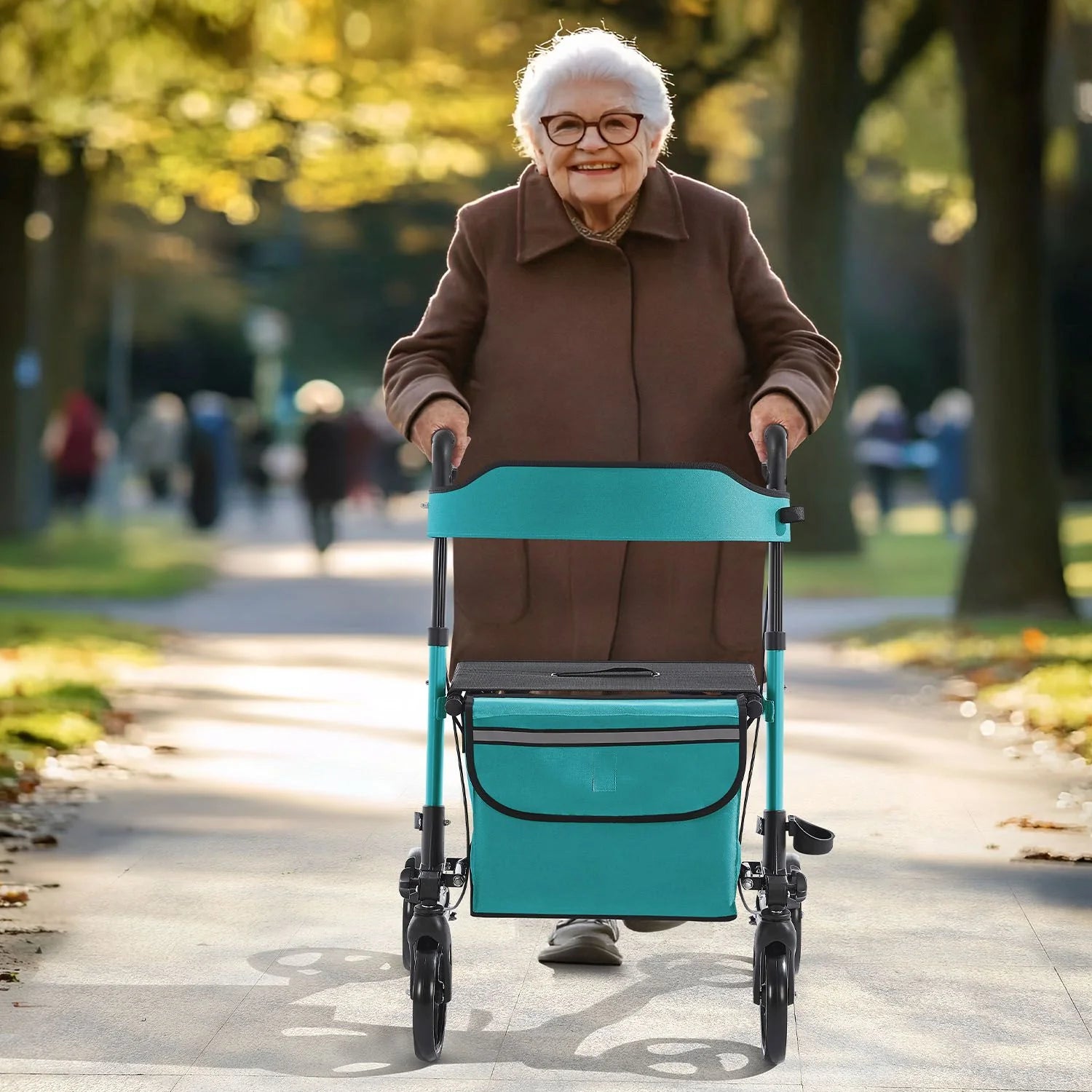 2025 Andador de aluminio Vital con asiento – Ligero, plegable y seguro
