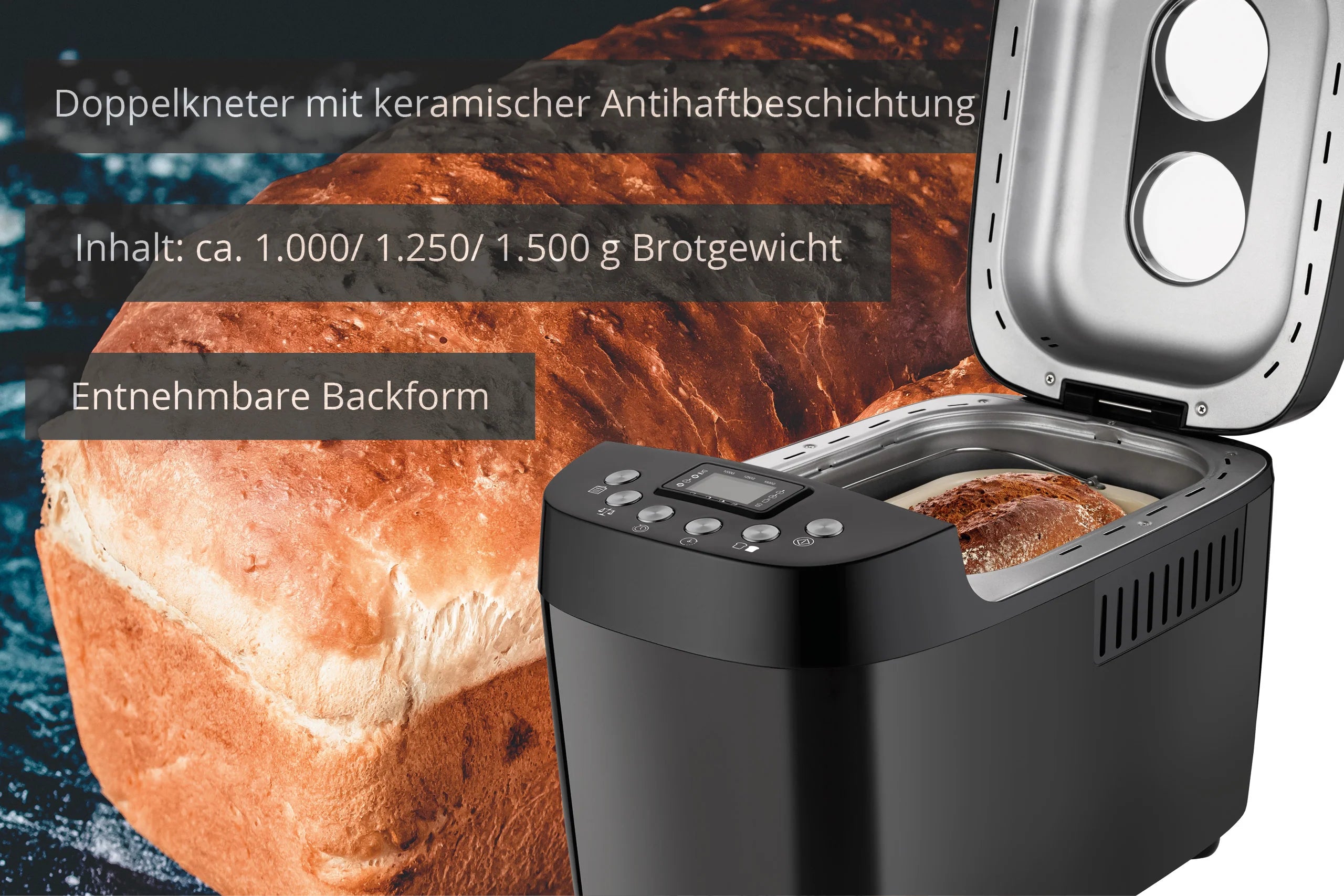 2025 Máquina de pan Unold Backmeister Big 850 W con 15 programas y capacidad de 1.500 g