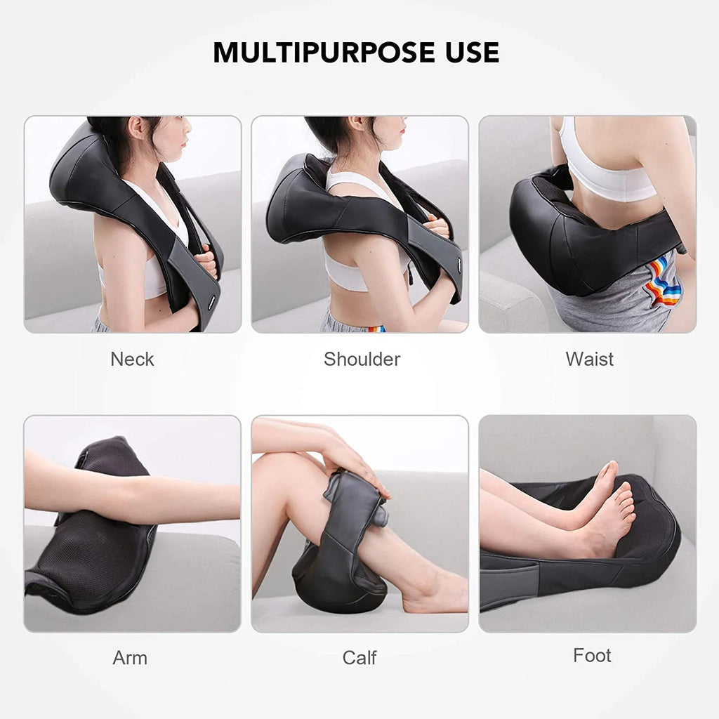 2025 Naipo MGS-801 – Masajeador Shiatsu 3D para Espalda y Cuello con Calor, Masaje Profundo de Amasamiento para Espalda, Hombros, Pies y Piernas (Gris)