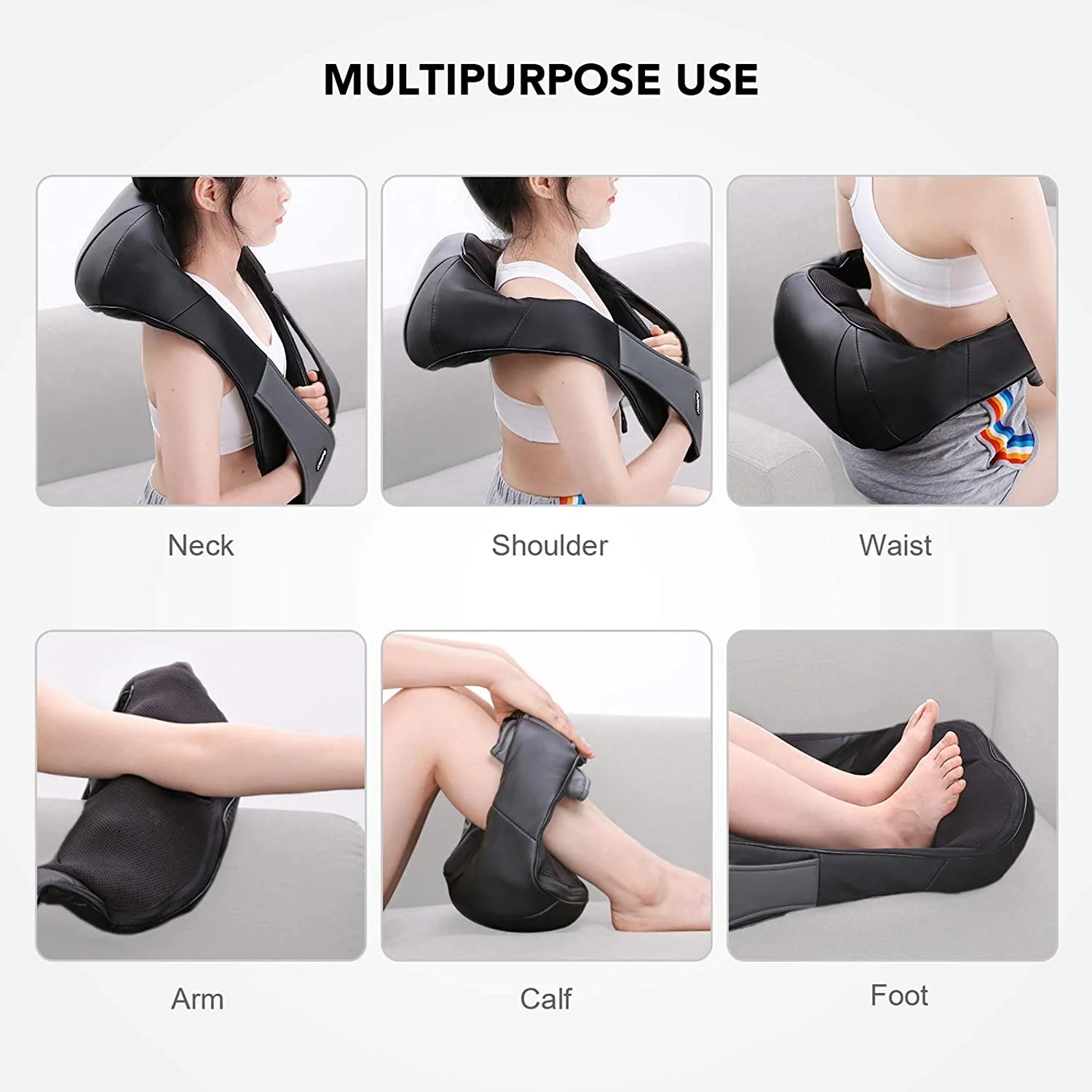 2025 Naipo MGS-801 – Masajeador Shiatsu 3D para Espalda y Cuello con Calor, Masaje Profundo de Amasamiento para Espalda, Hombros, Pies y Piernas (Gris)