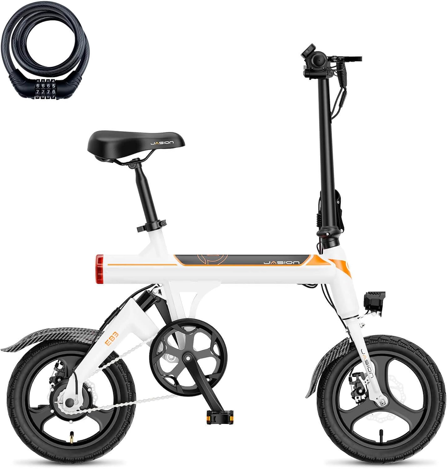 Bicicleta eléctrica EB3 para adultos, velocidad hasta 34 km/h, motor potente de 500W, batería de 270Wh, suspensión trasera, 3 niveles de asistencia, bicicleta plegable de 14 pulgadas para adultos y adolescentes, conforme a UL2849