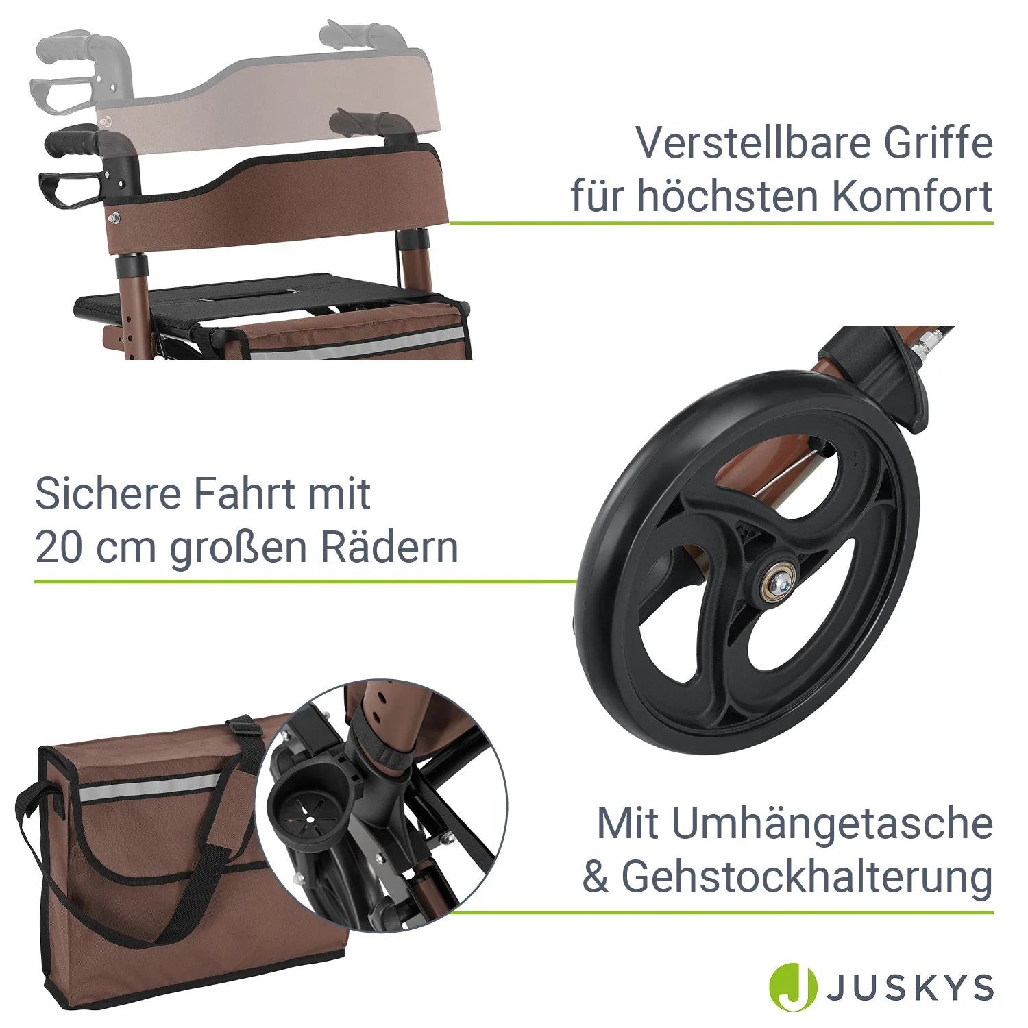2025 Andador de aluminio Vital con asiento – Ligero, plegable y seguro