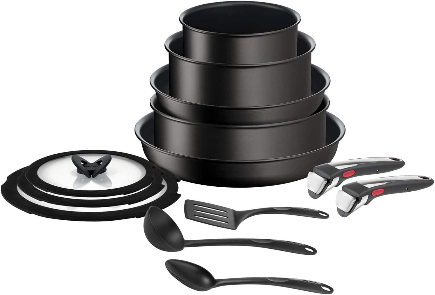 Tefal Ingenio Unlimited On - Juego de 3 Cazos 16/18/20 cm + Mango extraíble | Apto inducción, antiadherentes, revestimiento titanio, Thermo-signal, sin PFOA, apto lavavajillas y horno