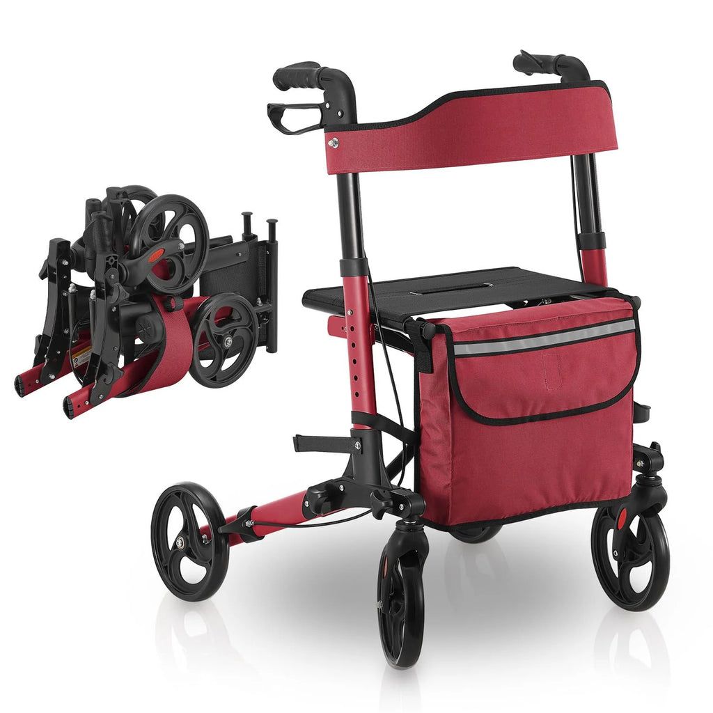 2025 Andador de aluminio Vital con asiento – Ligero, plegable y seguro