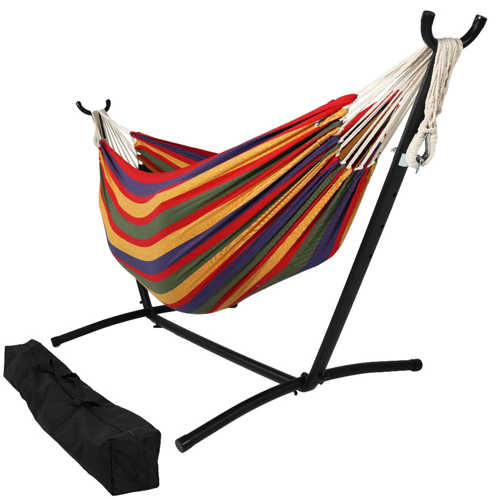 2025 Hamaca Brasileña Doble con Soporte y Bolsa de Transporte Sunnydaze