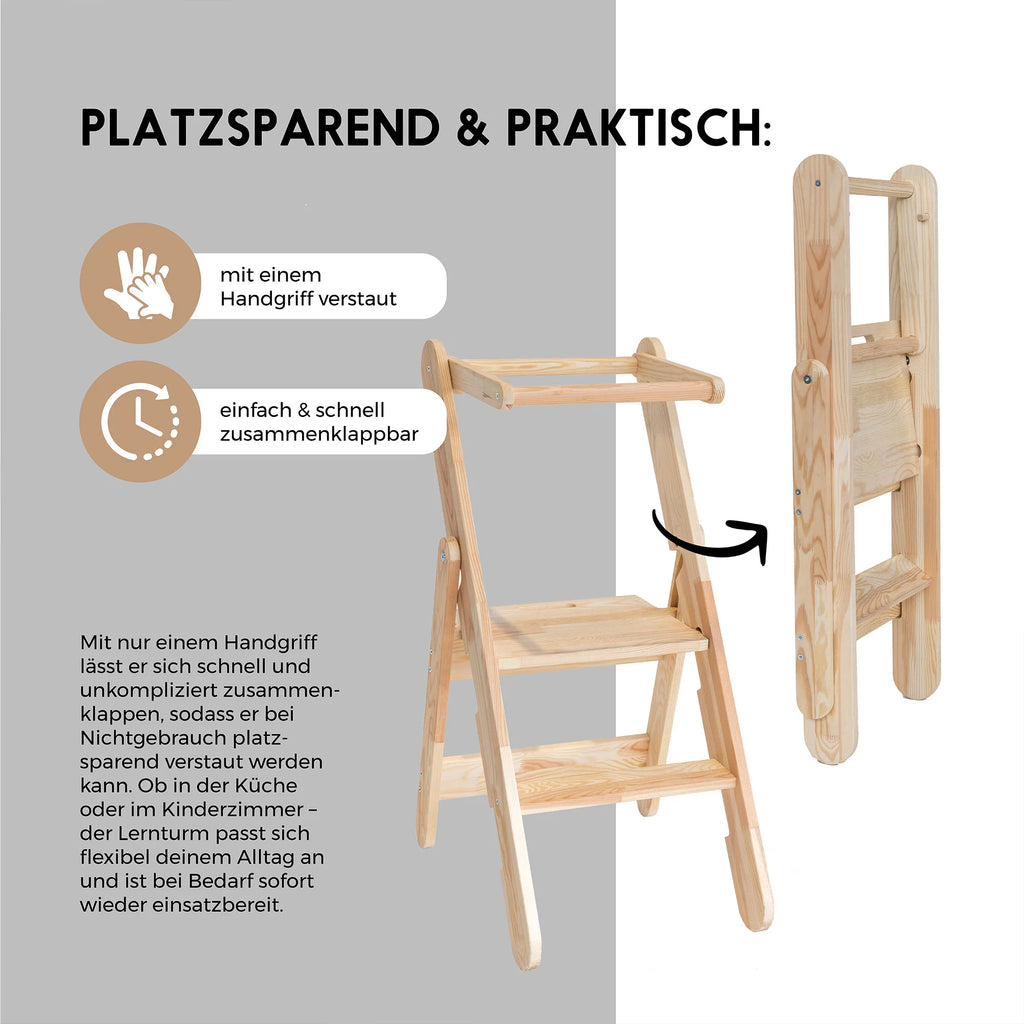 2025 Torre de Observación Plegable de Madera Maciza Zwergensache, para Niños desde 2 Años