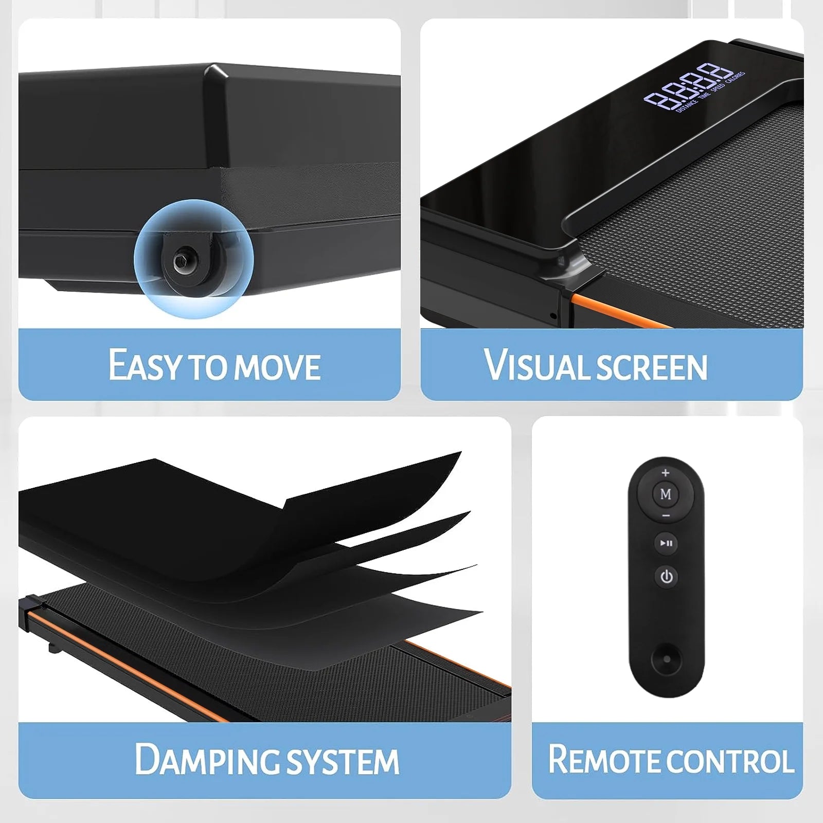 2025 Cinta de correr plegable CoolHut bajo el escritorio, caminadora 2 en 1 portátil para caminar, trotar y uso en oficina en casa, motor silencioso de 2,5 HP, pantalla LED y control remoto, negra
