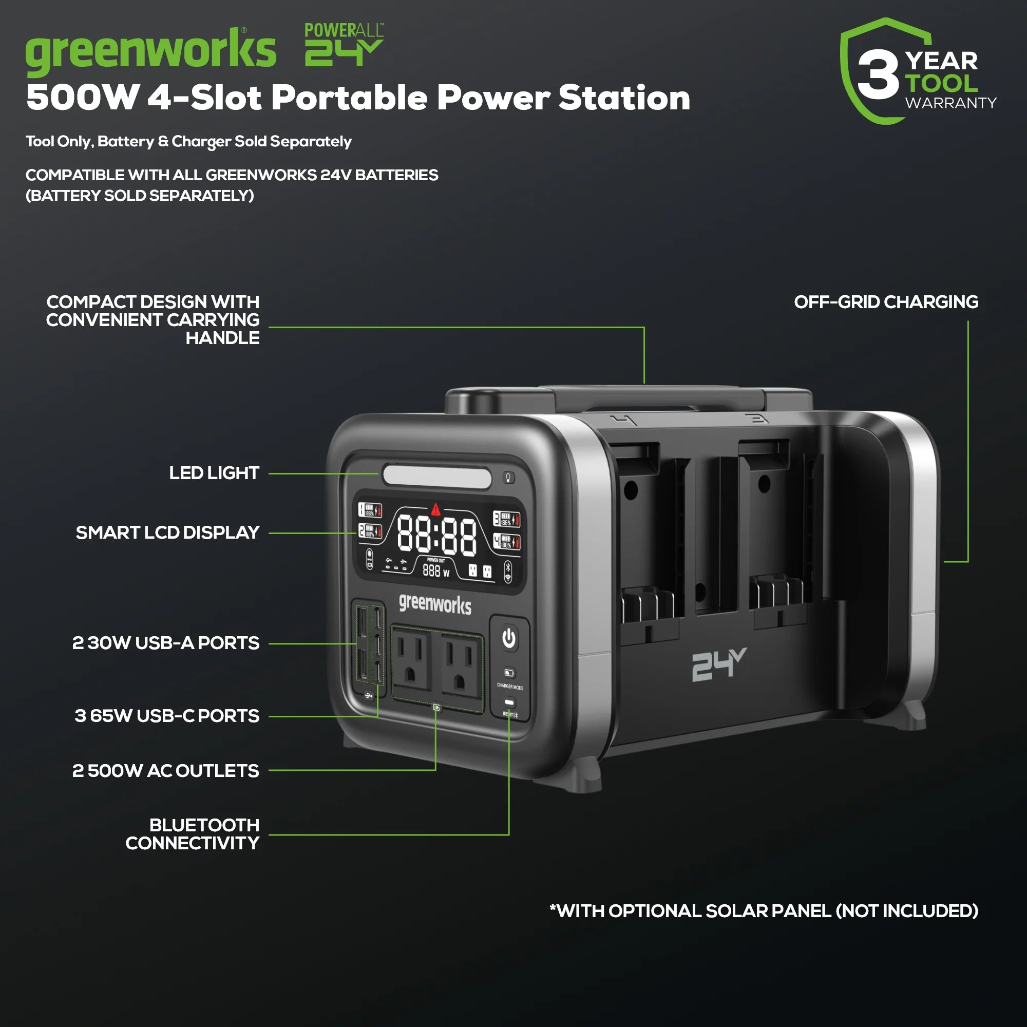 2025 Estación de energía portátil 24V 500W (solo herramienta)