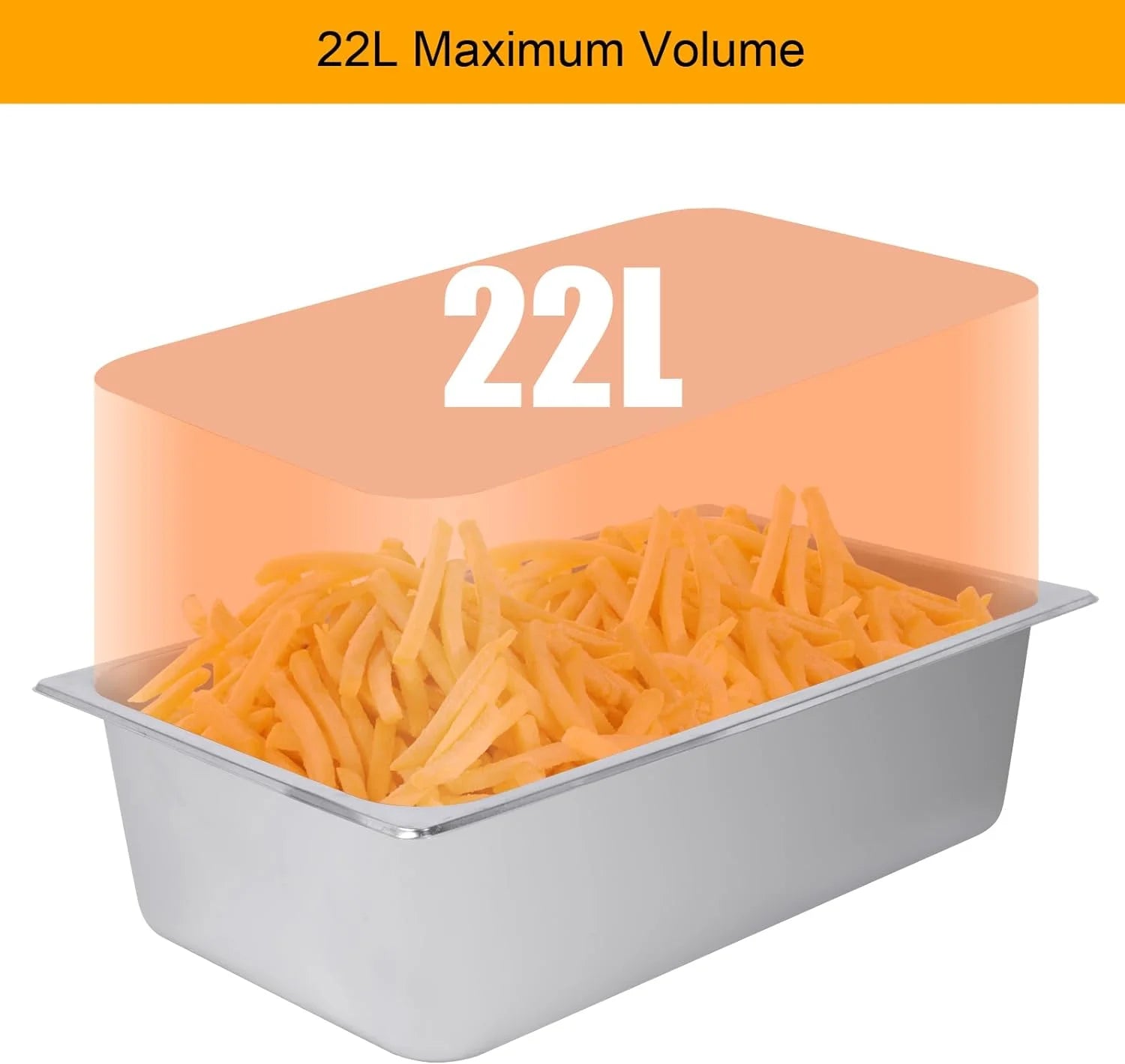 Freidora eléctrica ROVSUN de 23,8 Qt con gran canasta única y tapa, temperatura ajustable, freidora comercial de acero inoxidable para papas fritas, aros de cebolla y pavo, 5000 W.