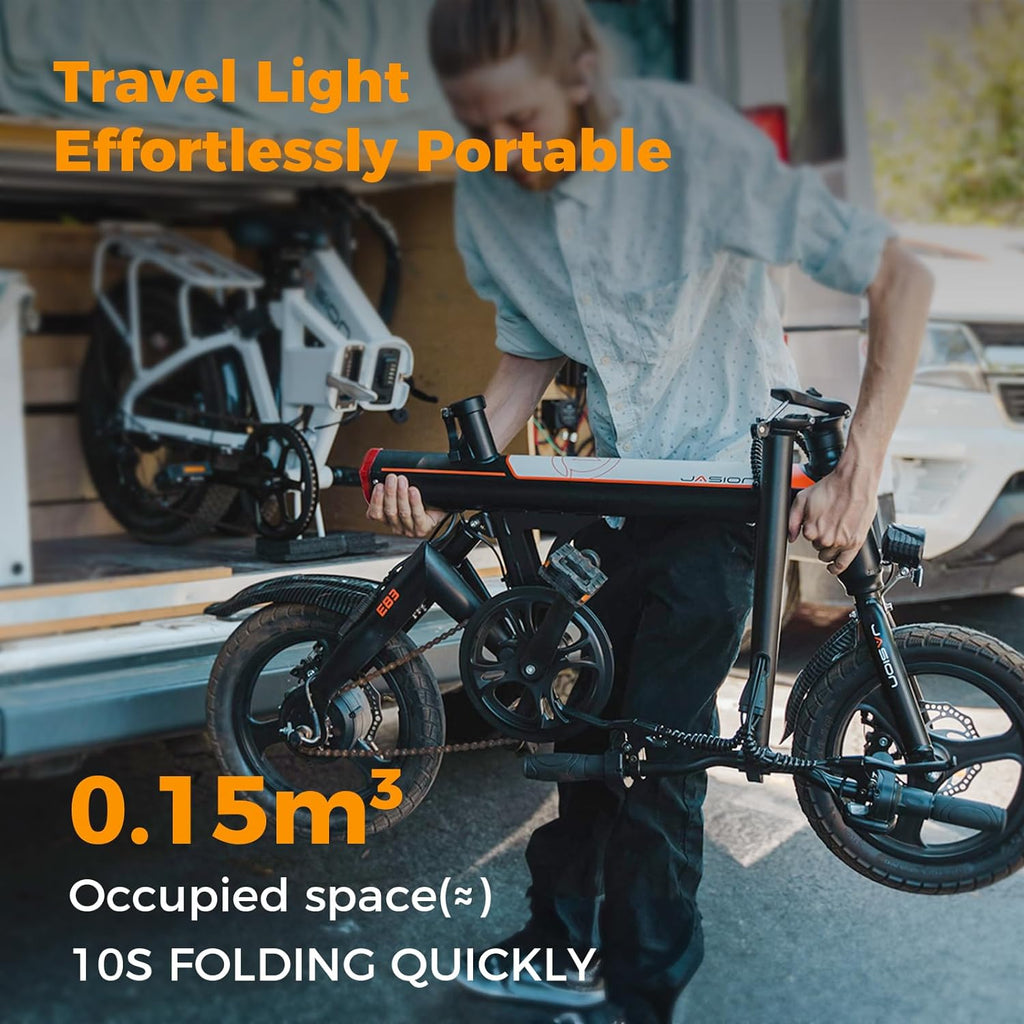 Bicicleta eléctrica EB3 para adultos, velocidad hasta 34 km/h, motor potente de 500W, batería de 270Wh, suspensión trasera, 3 niveles de asistencia, bicicleta plegable de 14 pulgadas para adultos y adolescentes, conforme a UL2849