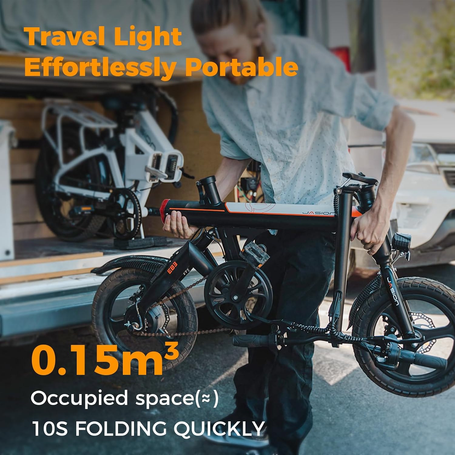 Bicicleta eléctrica EB3 para adultos, velocidad hasta 34 km/h, motor potente de 500W, batería de 270Wh, suspensión trasera, 3 niveles de asistencia, bicicleta plegable de 14 pulgadas para adultos y adolescentes, conforme a UL2849