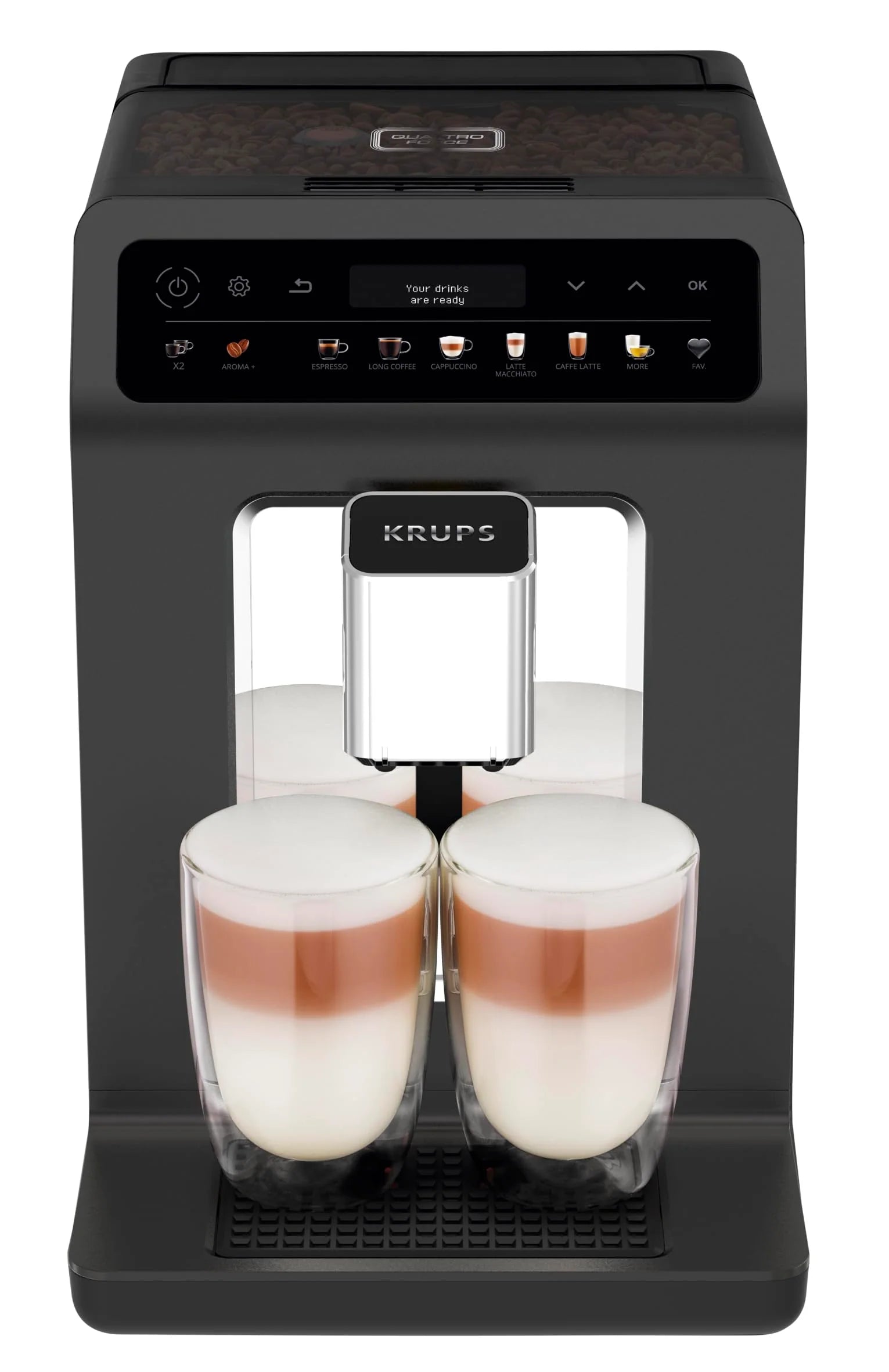 2025 Krups Intuition Experience - Cafetera superautomática, pantalla táctil color, máquina de café con indicadores lumínicos, 17 bebidas personalizables, recetas personalizadas, acero inoxidable