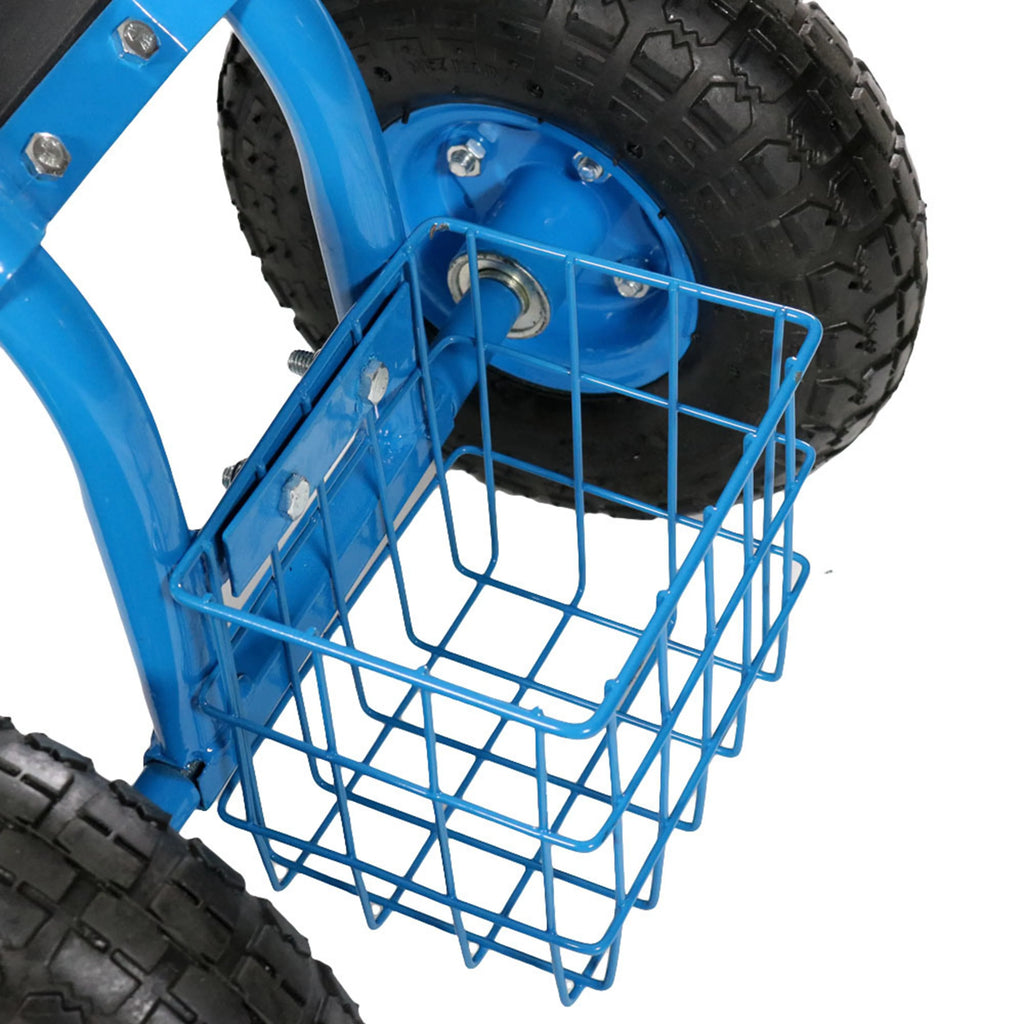 2025 Carrito de Jardín Rodante Sunnydaze con Asiento Giratorio y Manillar de Dirección