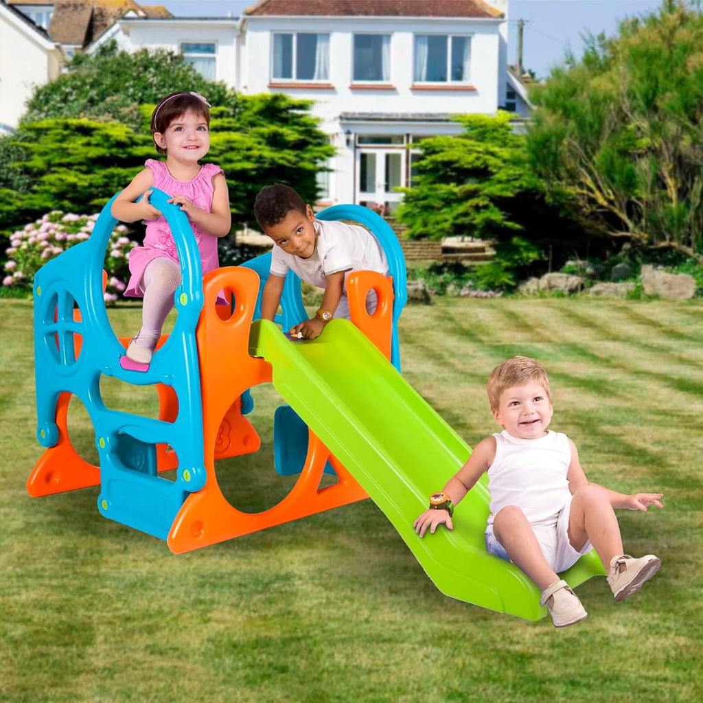 FEBER - Wood House, Centro de Actividades en el Bosque con Tobogán y Mesa Convertible en Arenero, Colores Luminosos y Resistentes a la Luz, Fácil Montaje, Niños de 3 a 8 años, Famosa (800009590)