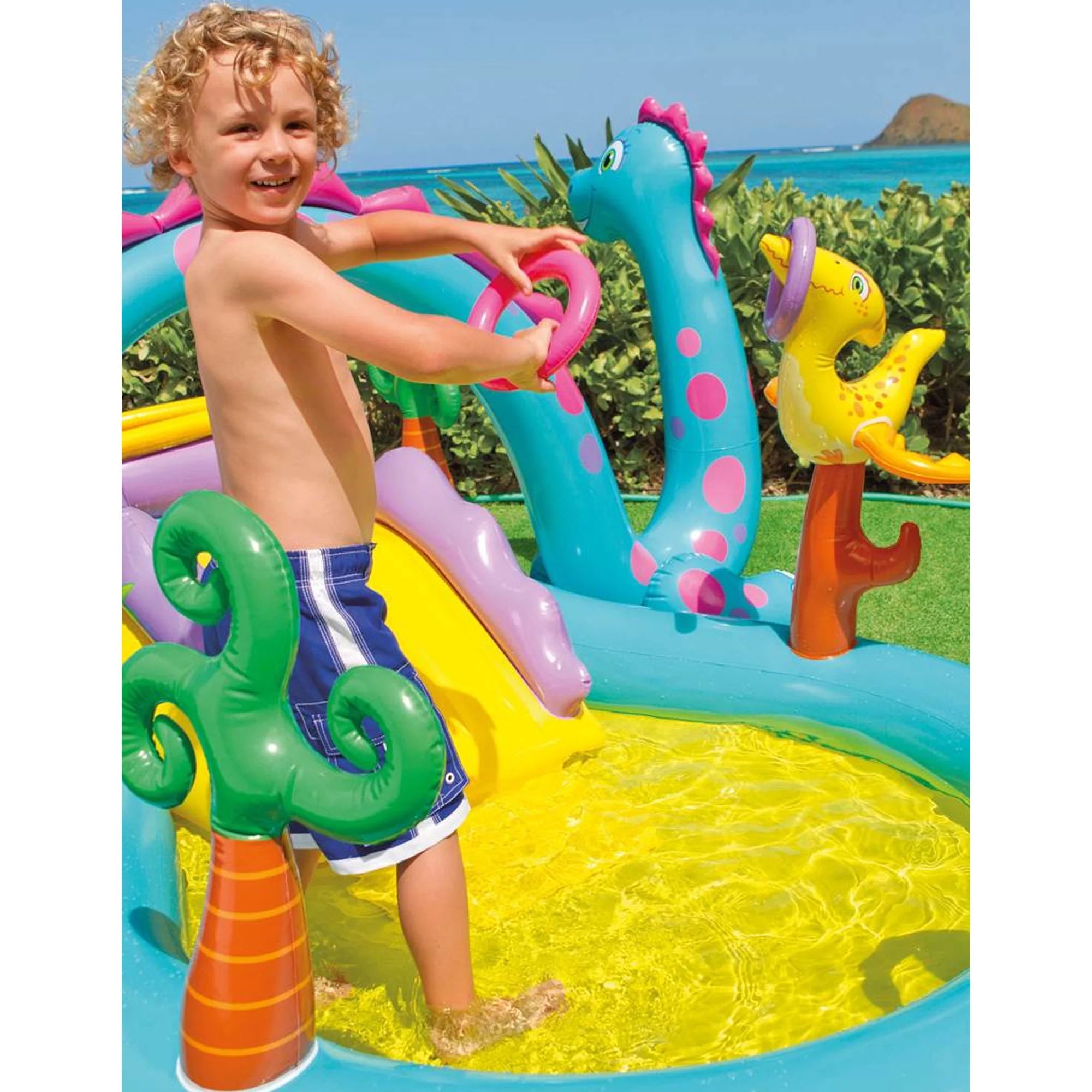 2025 Intex Dinoland Piscina Infantil Inflable y Piscina Infantil Ocean para Patio Trasero