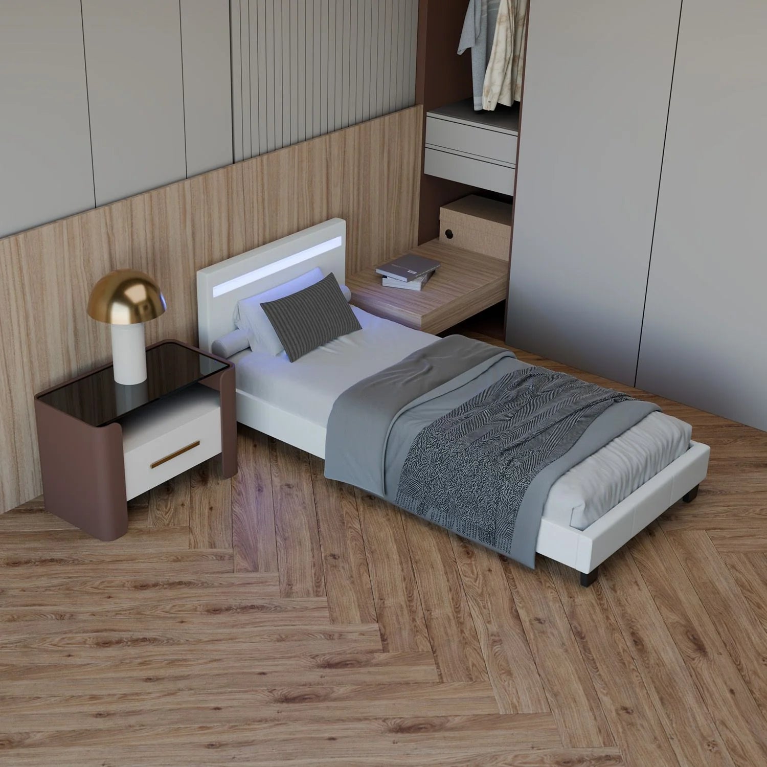 2025 Cama tapizada Verona 120x200 cm en blanco