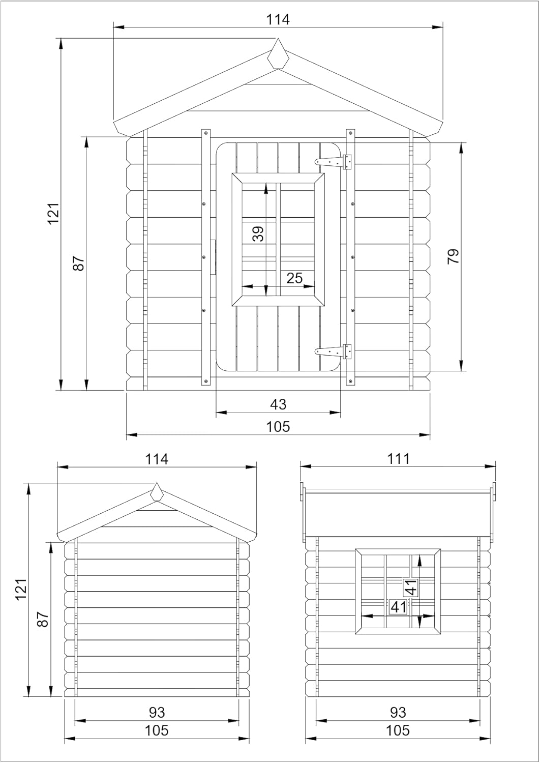 TIMBELA M570Z-1 Casa de Madera para Niños, Casita Infantil Exterior 111x113xA121 cm, Casitas Infantiles Jardin, Casa Juguete Niños, Caseta Infantil (Tetto-Colore Verde)