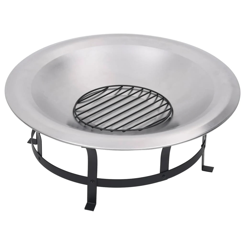 2025 Brasero con rejilla de acero inoxidable de 76 cm, fogón, atizador, pantalla contra chispas