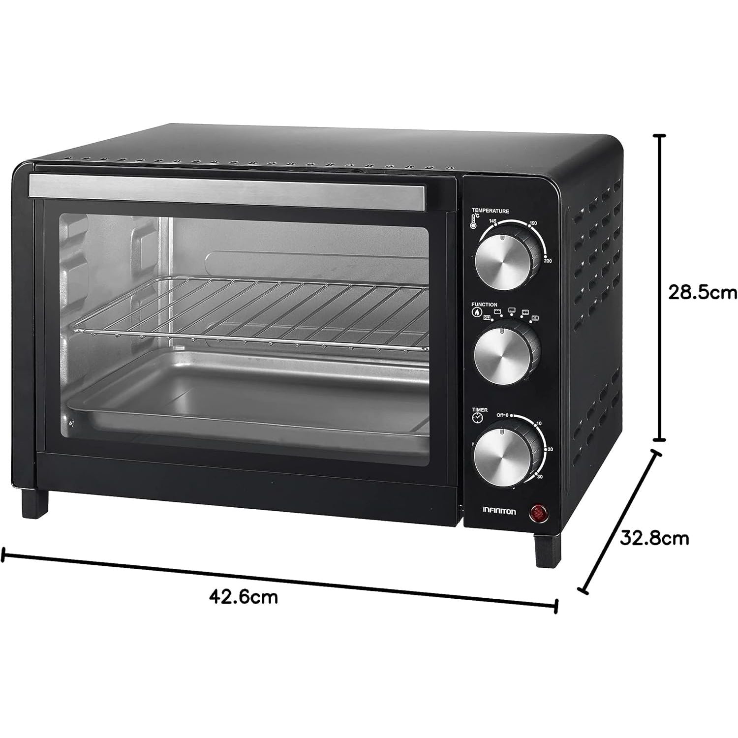 Infiniton Hsm-a18n – Horno Sobremesa, Negro, 18l, 1200w, Doble Acristalamiento, Control De Temperatura, Temporizador 60 Min.