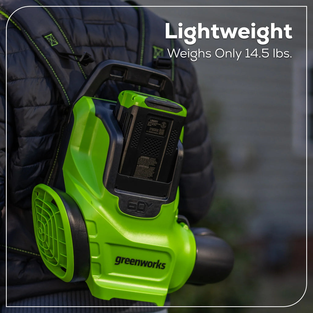 2025 Soplador de mochila inalámbrico 60V 730 CFM con batería de 4.0Ah y cargador 3A