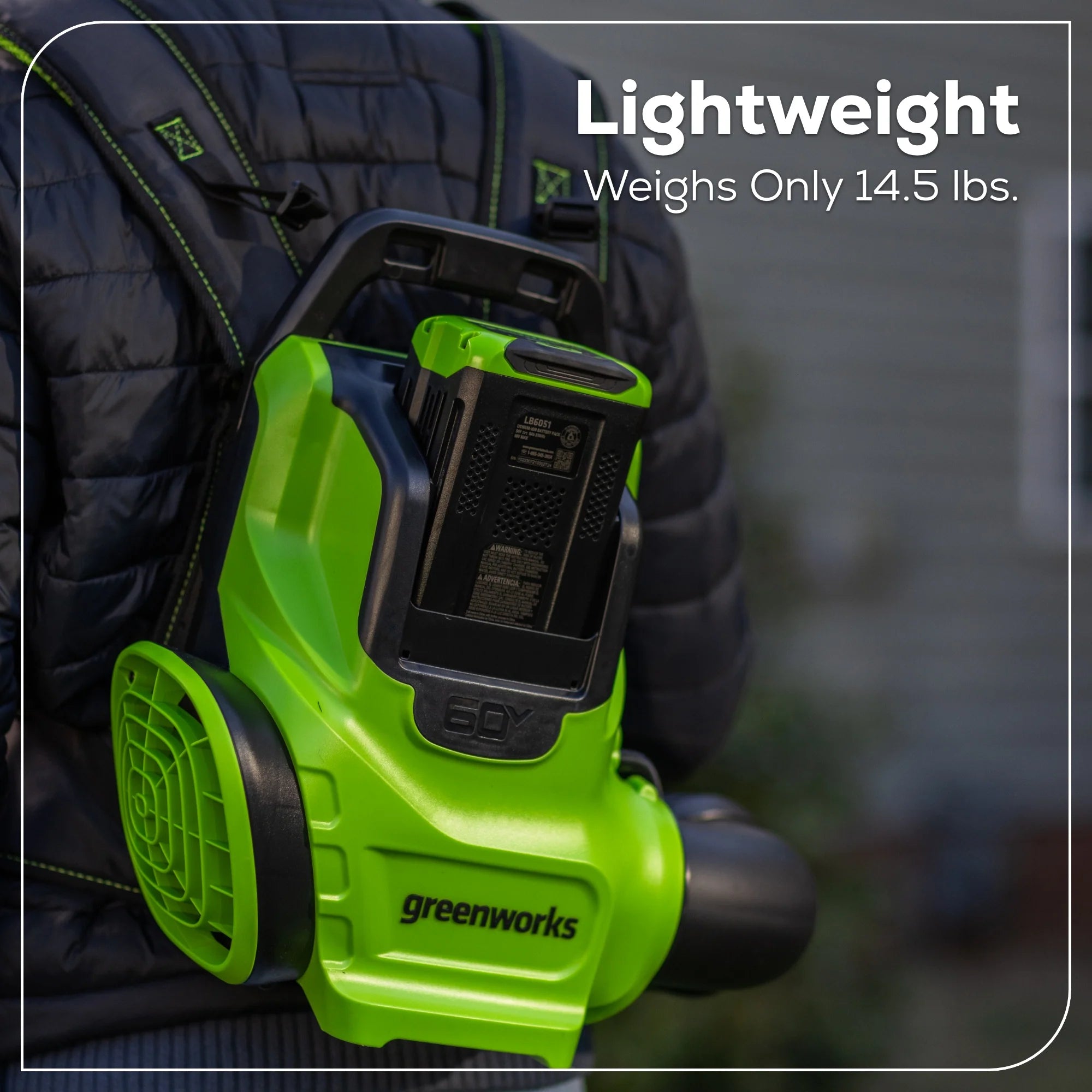 2025 Soplador de mochila inalámbrico 60V 730 CFM con batería de 4.0Ah y cargador 3A