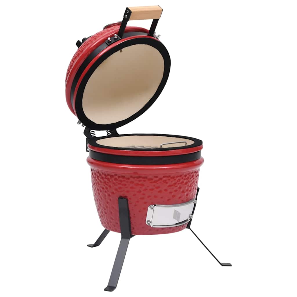 2025 Parrilla y ahumador Kamado de cerámica 56 cm con indicador de temperatura rojo BBQ