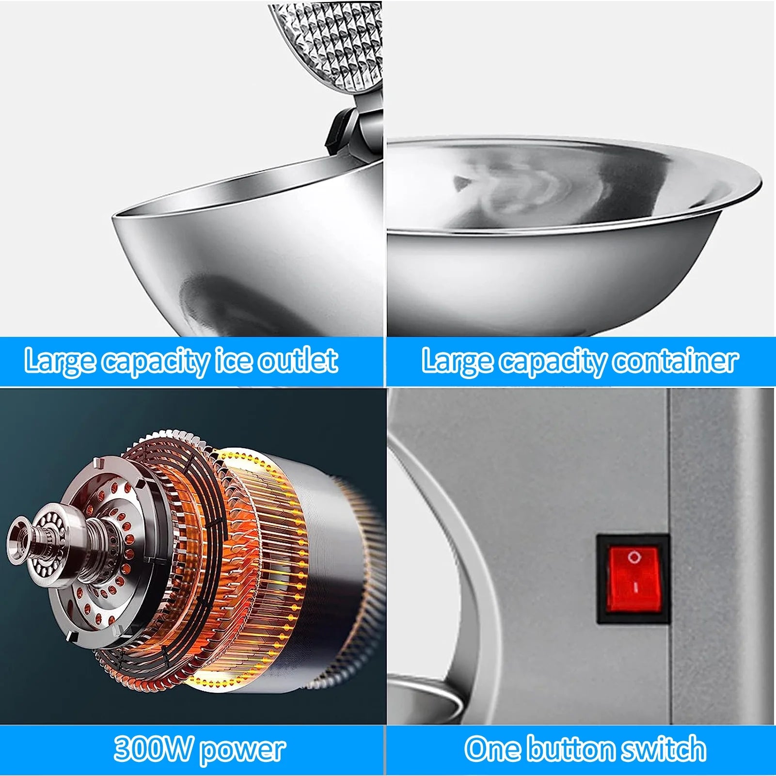 Máquina de hacer hielo con doble triturador de hielo, triturador de hielo Huiop Havou 300 W.