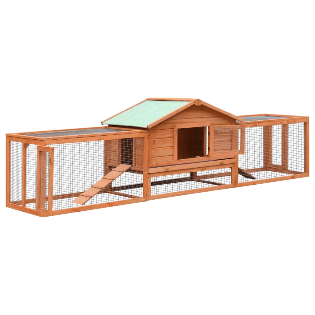 2025 Conejera para conejos 303 x 60 x 86 cm con recinto – Conejera de madera maciza con zona de libertad