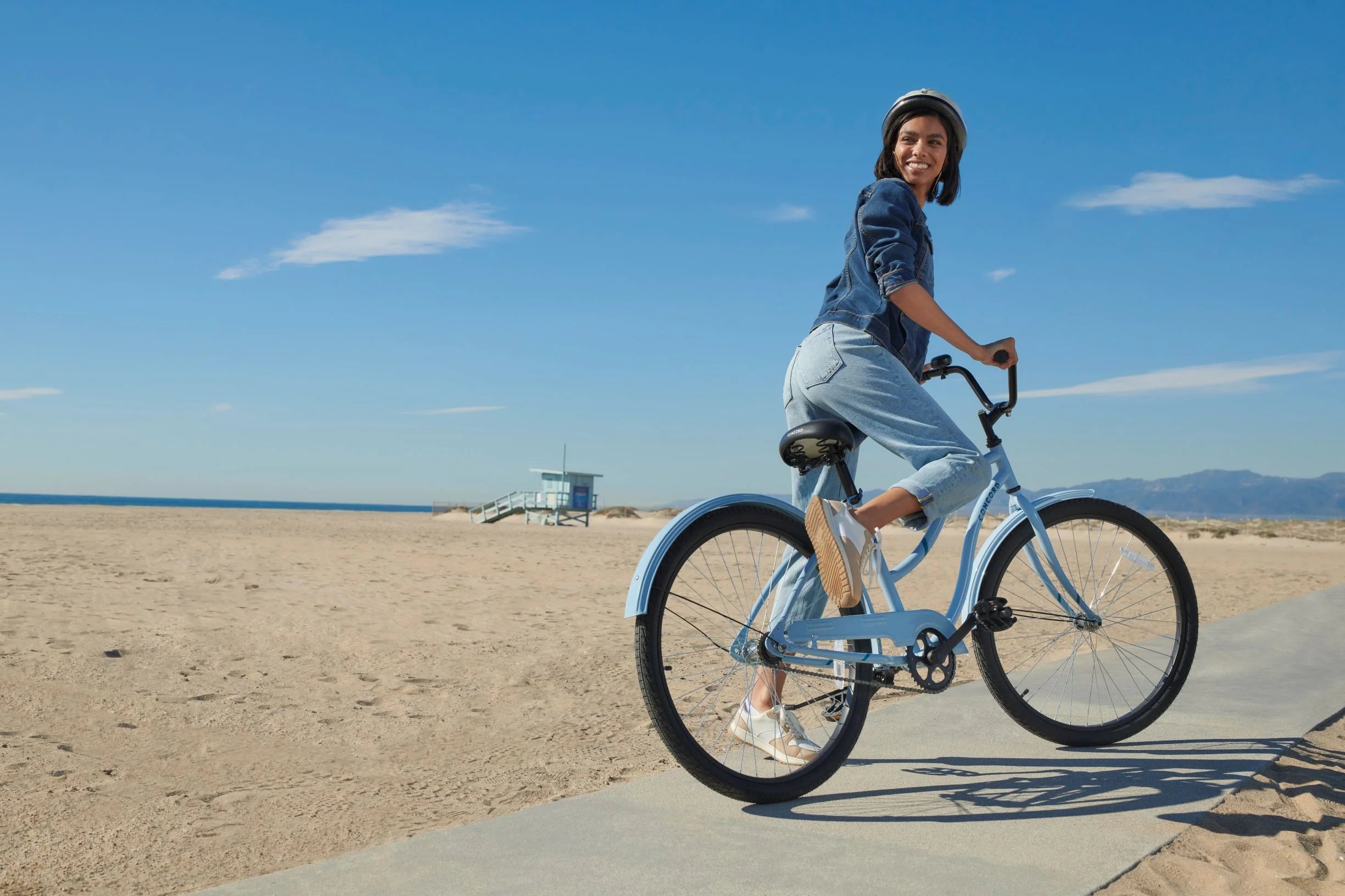 Bicicleta de paseo Concord Pacifica de 26 pulgadas para mujer, azul claro, para adultos